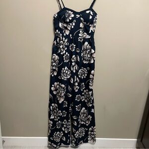 BOG Collective Navy Blue Floral Spaghetti Strap Bustier Jumpsuit Women’s XS